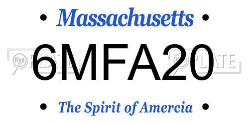 6MFA20 Massachusetts License Plate