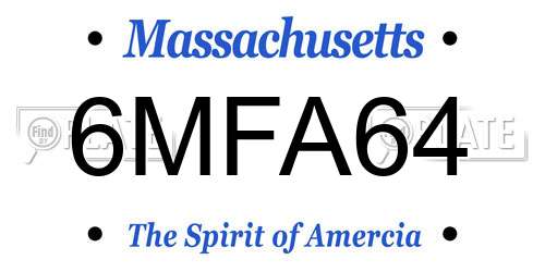 6MFA64 Massachusetts License Plate