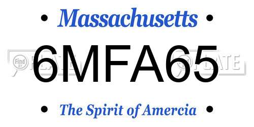 6MFA65 Massachusetts License Plate