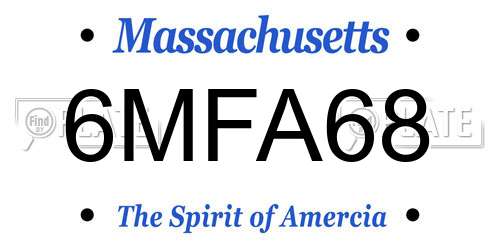 6MFA68 Massachusetts License Plate