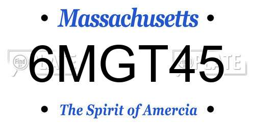 6MGT45 Massachusetts License Plate