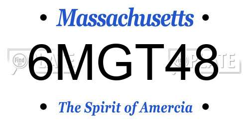 6MGT48 Massachusetts License Plate