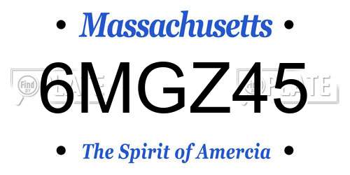 6MGZ45 Massachusetts License Plate