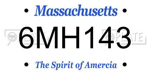 6MH143 Massachusetts License Plate