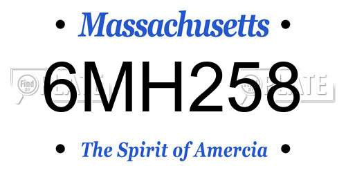 6MH258 Massachusetts License Plate