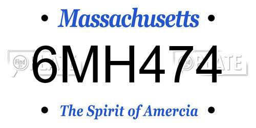 6MH474 Massachusetts License Plate