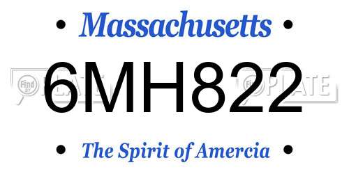 6MH822 Massachusetts License Plate