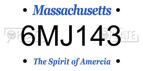 6MJ143 Massachusetts License Plate