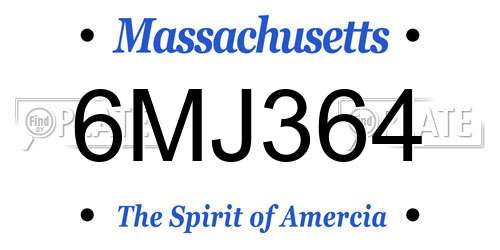 6MJ364 Massachusetts License Plate
