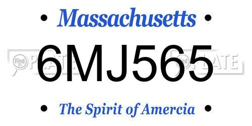 6MJ565 Massachusetts License Plate