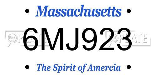 6MJ923 Massachusetts License Plate