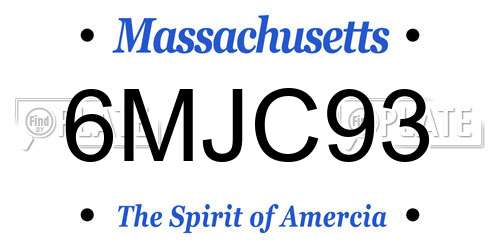 6MJC93 Massachusetts License Plate