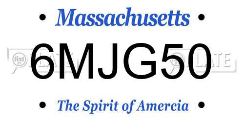 6MJG50 Massachusetts License Plate