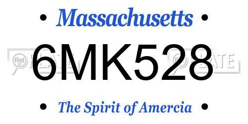 6MK528 Massachusetts License Plate