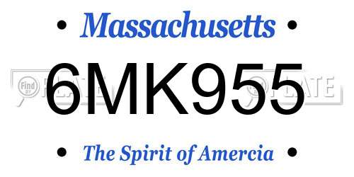 6MK955 Massachusetts License Plate