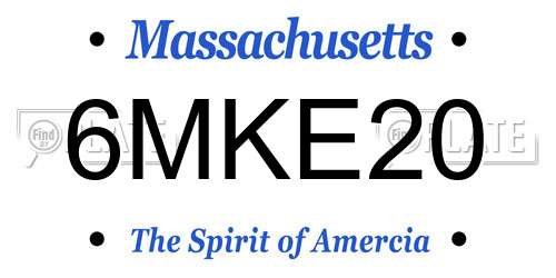 6MKE20 Massachusetts License Plate