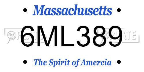 6ML389 Massachusetts License Plate