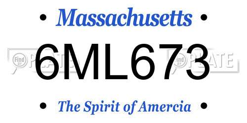 6ML673 Massachusetts License Plate