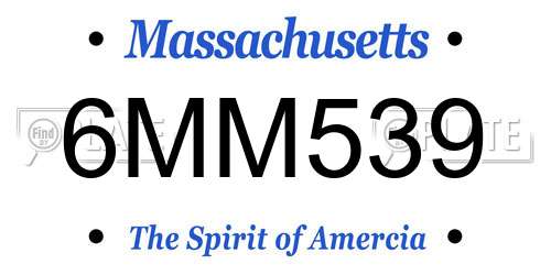 6MM539 Massachusetts License Plate