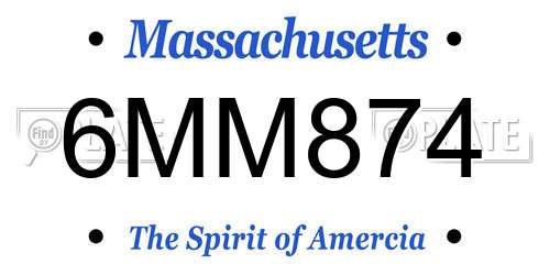 6MM874 Massachusetts License Plate