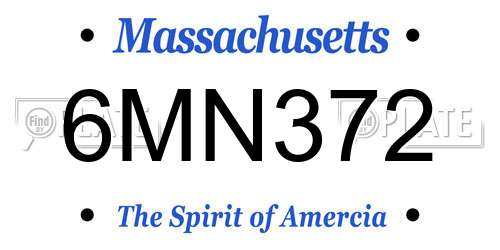 6MN372 Massachusetts License Plate
