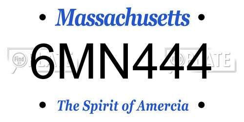 6MN444 Massachusetts License Plate