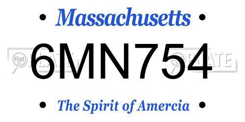 6MN754 Massachusetts License Plate