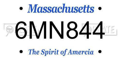 6MN844 Massachusetts License Plate