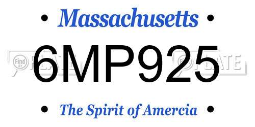 6MP925 Massachusetts License Plate