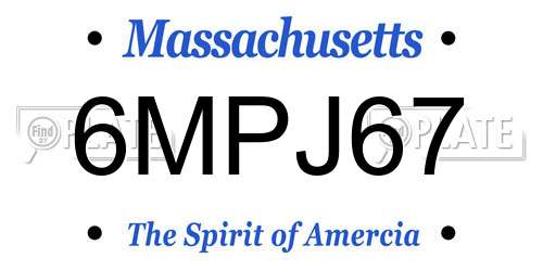 6MPJ67 Massachusetts License Plate