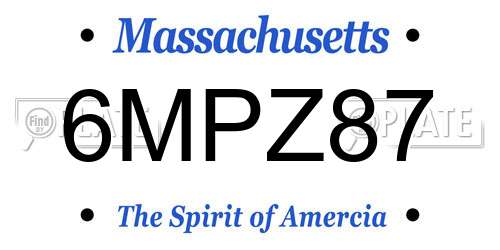 6MPZ87 Massachusetts License Plate