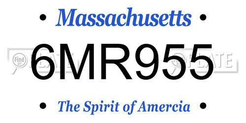 6MR955 Massachusetts License Plate