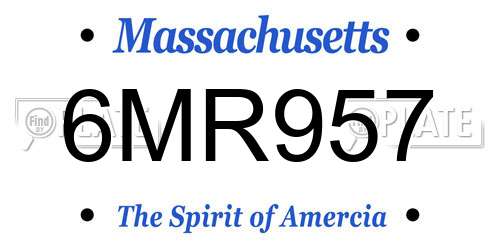 6MR957 Massachusetts License Plate