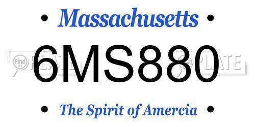 6MS880 Massachusetts License Plate