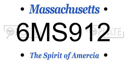 6MS912 Massachusetts License Plate