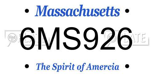 6MS926 Massachusetts License Plate