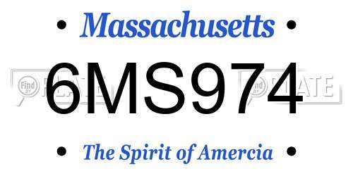 6MS974 Massachusetts License Plate