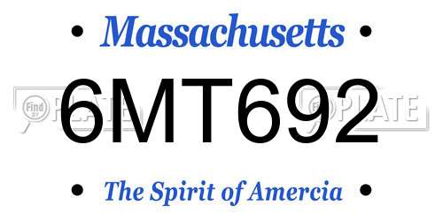 6MT692 Massachusetts License Plate