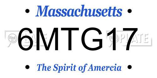 6MTG17 Massachusetts License Plate