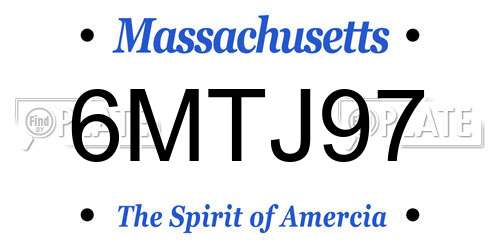 6MTJ97 Massachusetts License Plate