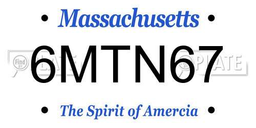 6MTN67 Massachusetts License Plate