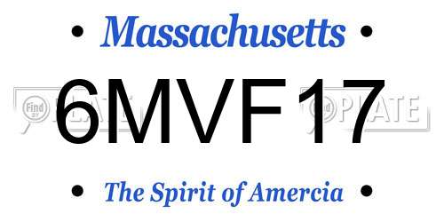 6MVF17 Massachusetts License Plate