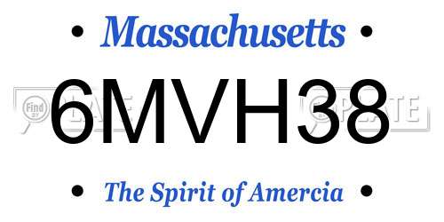 6MVH38 Massachusetts License Plate