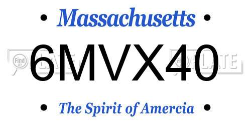 6MVX40 Massachusetts License Plate