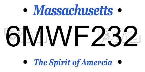 6MWF232 Massachusetts License Plate