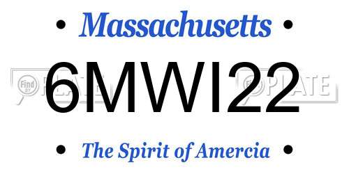 6MWI22 Massachusetts License Plate