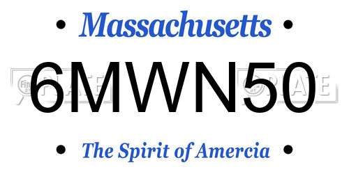 6MWN50 Massachusetts License Plate