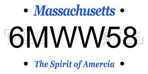6MWW58 Massachusetts License Plate