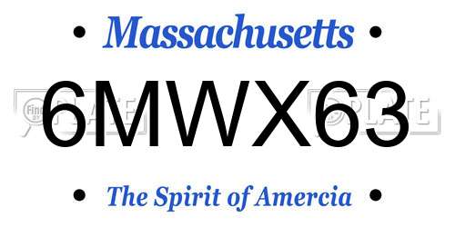 6MWX63 Massachusetts License Plate