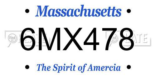 6MX478 Massachusetts License Plate